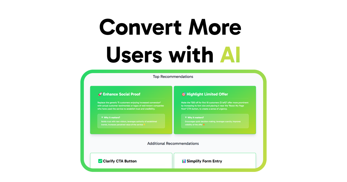 JustConvert has been a huge help in optimizing our landing pages. I was skeptical at first, but the AI suggestions turned out to be really practical a